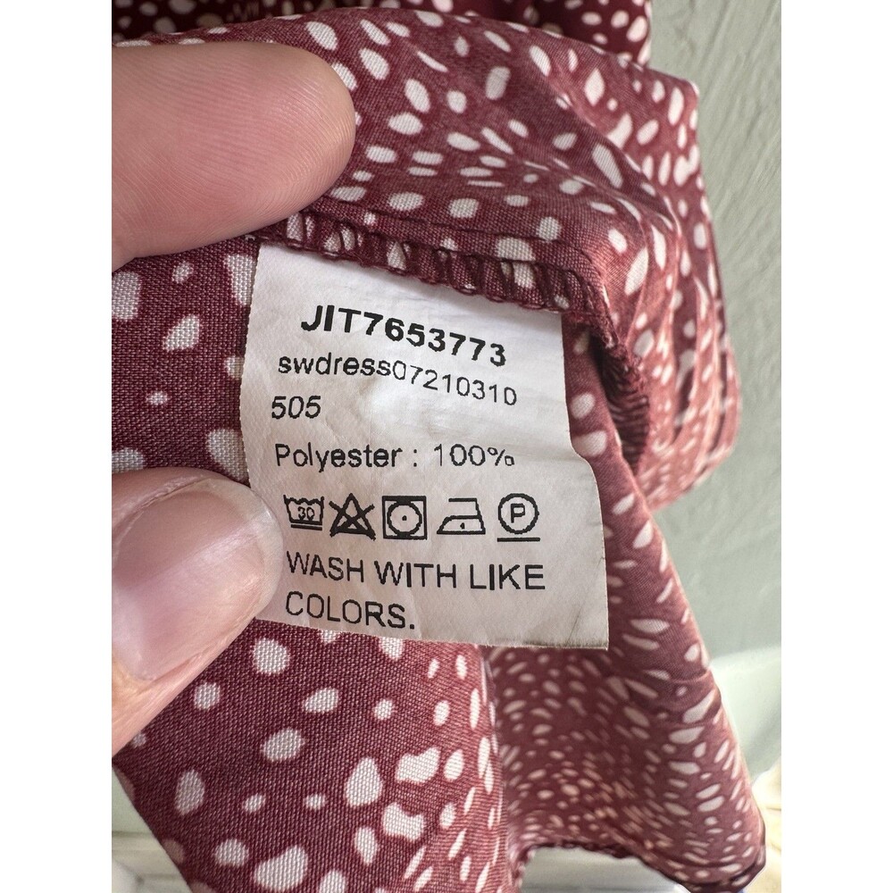 Woman’s Large Lightweight Emory Rose Loose Fit Maroon/White Dress - Picture 7 of 9